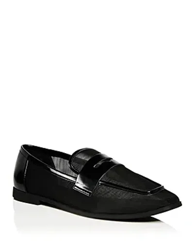 Aqua Women's Neda Slip On Penny Loafer Flats - Exclusive In Black Mesh