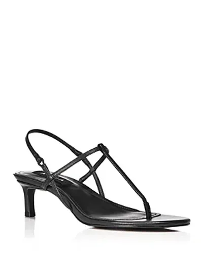 Aqua Women's T Strap Slingback High Heel Sandals - Exclusive In Black Leather