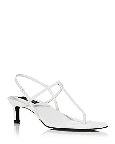 Aqua Women's T Strap Slingback High Heel Sandals - Exclusive In White Leather