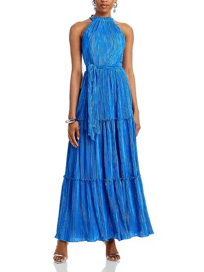 Aqua Pleated Tie Waist Dress - Exclusive In Blue