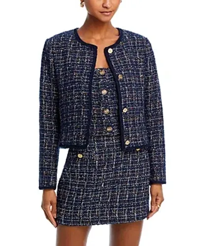 Aqua X Venus Williams Tweed Braid Trim Jacket - Exclusive In Navy