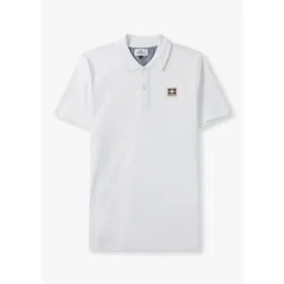 Aquascutum Mens Active Check Patch Polo In Optical White