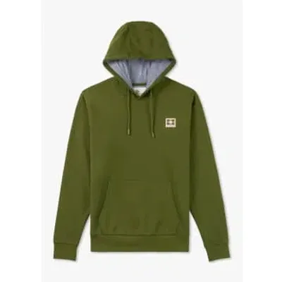 Aquascutum Mens Active Club Check Patch Hoodie In Army Green