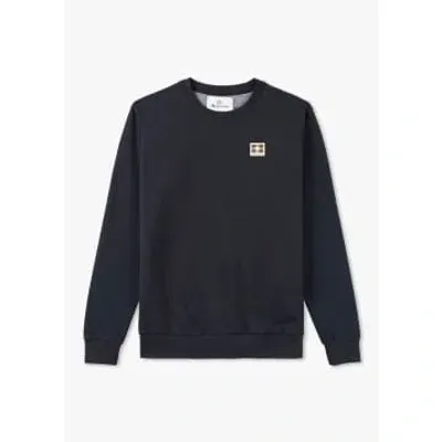 Aquascutum Mens Active Club Check Patch Sweatshirt In Navy In Blue