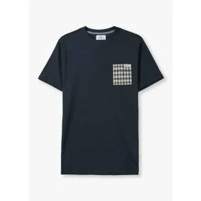 Aquascutum Mens Active Club Check Pocket T-shirt In Navy In Blue