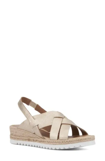 Aquatalia Amaya Water Repellent Slingback Espadrille Wedge Sandal In Platino