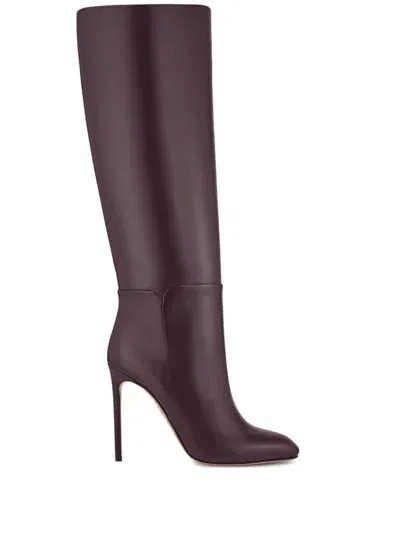 Aquazzura 105mm Sellier Boots In Purple