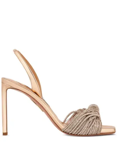 Aquazzura 95mm Scintilla Crystal Sandal 95 In Gold