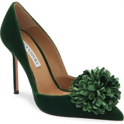 Aquazzura Couturier Pointed Toe Pump In Malachite