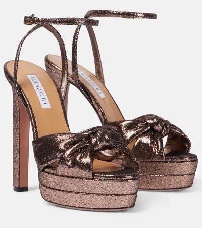 Aquazzura Cupid 130 Glitter Platform Sandals In Gold