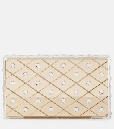 Aquazzura Deco Embellished Clutch In Gold