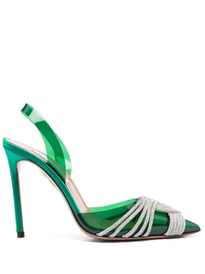 Aquazzura Gatsby 105mm Slingback Pumps In Green