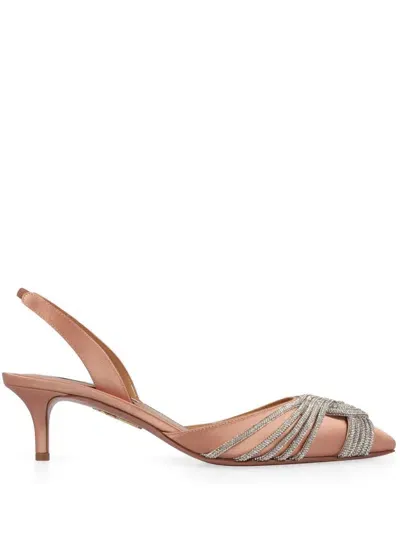 Aquazzura 50mm Gatsby Mirror Faux Leather Pumps In Pink