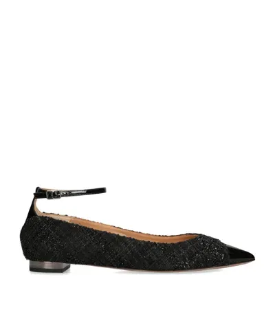 Aquazzura Leather Pinot Ballet Flats In Black