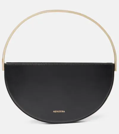 Aquazzura Purist Leather Shoulder Bag In Black