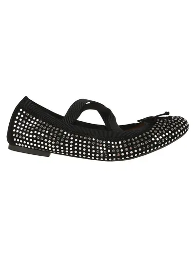 Aquazzura Studded Flat Shoes In Black