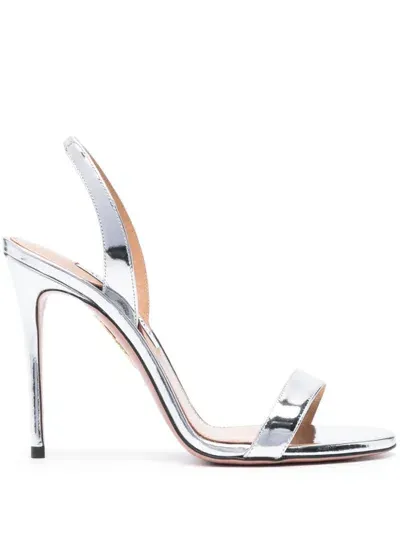 Aquazzura So Nude 110mm Leather Sandals In Silver