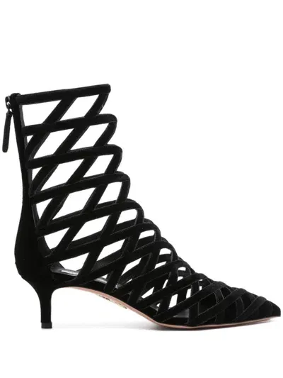 Aquazzura Women's Velvet Boots In Black