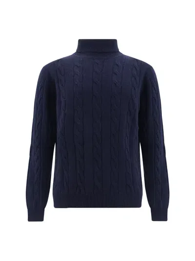 Aragona Cashmere Turtleneck Sweater In Blu Notte