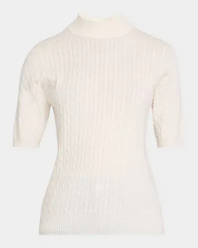 Arch4 April Mock-neck Cable Sweater In Ivory