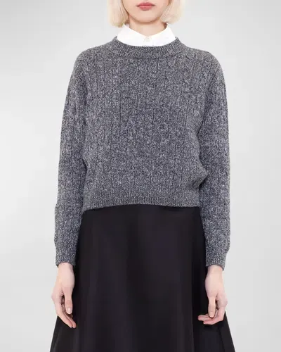 Arch4 Clover Mews Cashmere Cable-knit Sweater In Charcoal With Silver Sequins