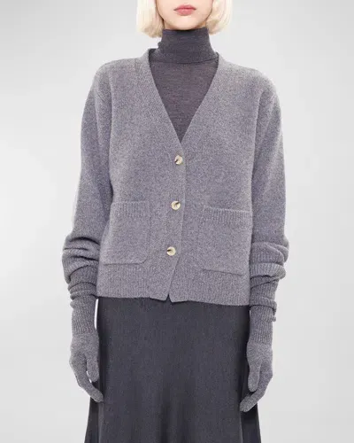 Arch4 Janelle Cashmere Button-down Cardigan In Granite Marl