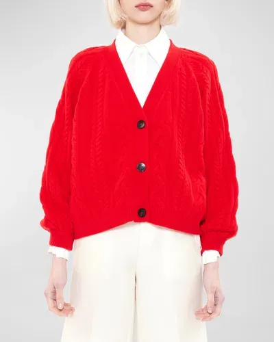 Arch4 Pimlico Cashmere Cable-knit Cardigan In Postbox Red