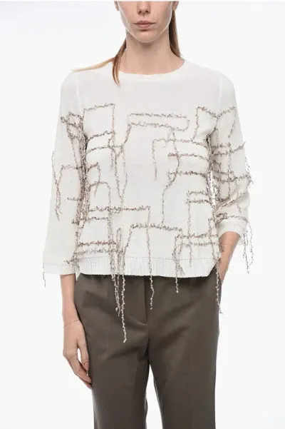 Archiviob Flared Sweater With Fringe Application In White