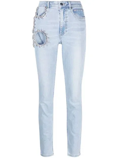 Area Crystal-embellished Jeans In Blue