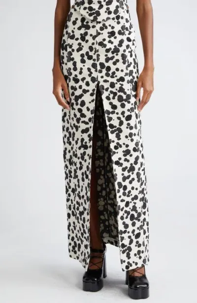 Area Dalmatian Denim Skirt In Black Off White