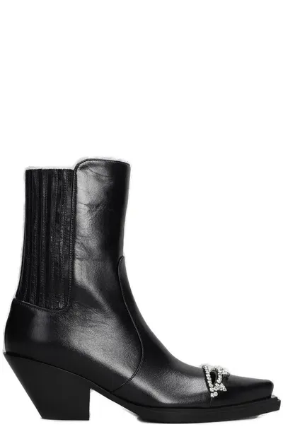 Area Ankle Boots In Black Leather