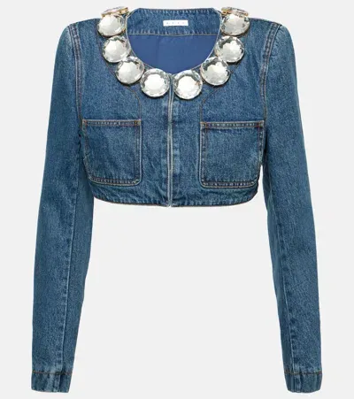 Area Blue Jumbo Crystal Denim Jacket