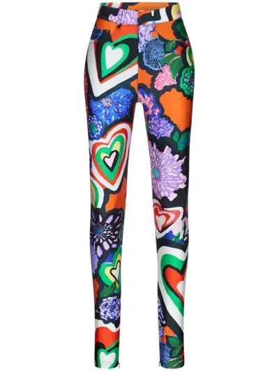 Area Heart-printed Leggings In Multi