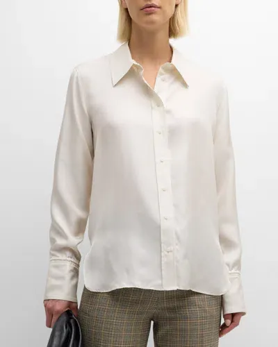 Argent Button-down Silk Twill Blouse In Ivory