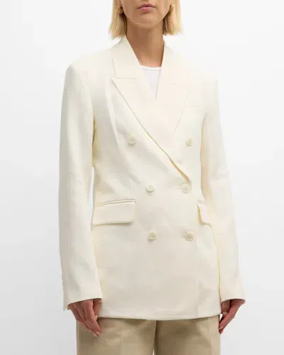 Argent Double-breasted Textured Twill Blazer In Ivory