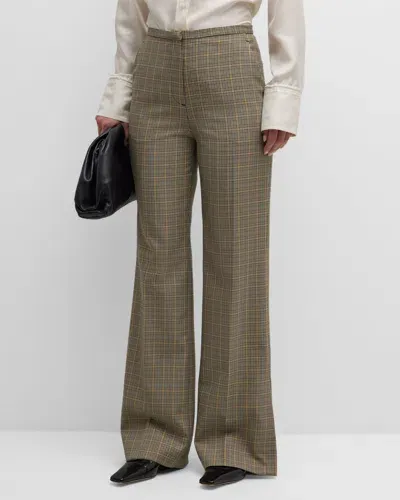 Argent Prince Straight-leg Plaid Houndstooth Trousers In Beige  Black Multi