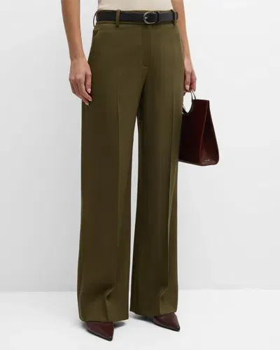 Argent Soho High-rise Twill Trousers In Olive