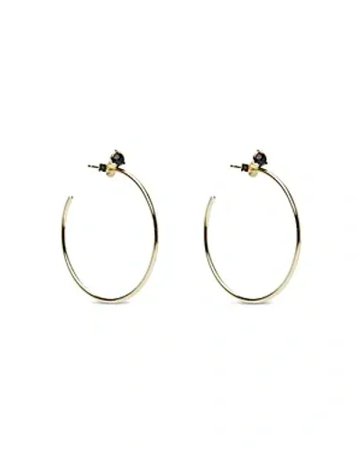 Argento Vivo Black Cubic Zirconia Stud Hoop Earrings In Black/gold