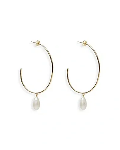 Argento Vivo Large Cultured Freshwater Pearl Hoop Earrings In White/gold