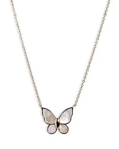 Argento Vivo Mother Of Pearl Butterfly Necklace In 18k Gold Plated Sterling Silver, 14 In Ivory/gold