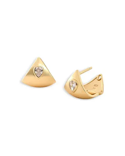 Argento Vivo Shield Cubic Zirconia Earrings In 18k Gold Plated Sterling Silver