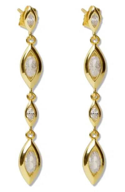 Argento Vivo Sterling Silver Cubic Zirconia Linear Drop Earrings In Gold