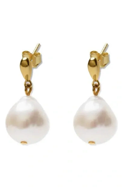 Argento Vivo Sterling Silver Cultured Pearl Drop Earrings In Metallic