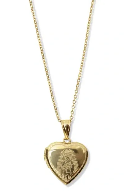 Argento Vivo Sterling Silver Etched Heart Locket Necklace In Gold