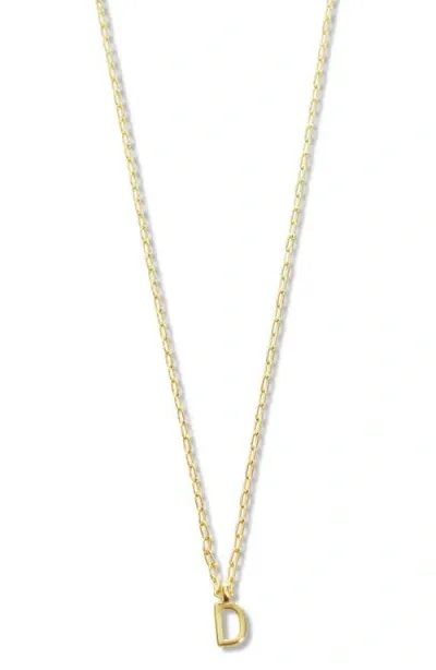 Argento Vivo Sterling Silver Initial Pendant Sterling Silver Paper Clip Chain Necklace In Gold - D