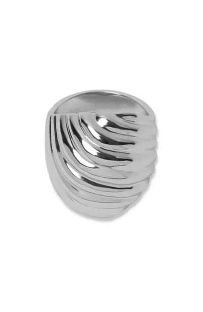 Argento Vivo Sterling Silver Ribbed Ring In Metallic