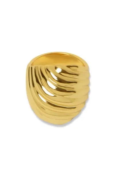 Argento Vivo Sterling Silver Ribbed Ring In Gold