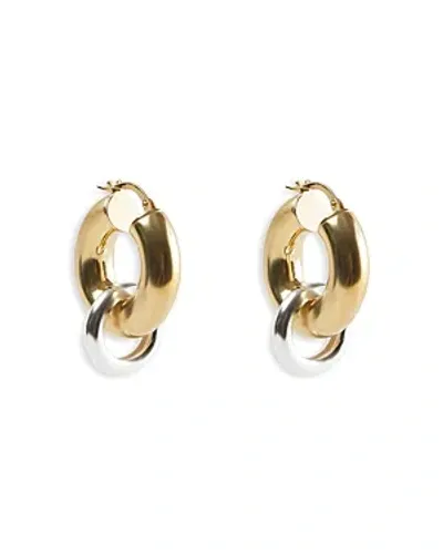 Argento Vivo Two Tone Double Hoop Earrings In Gold/silver