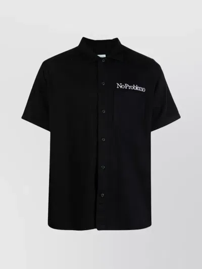 Aries Logo Short Sleeves Shirt In Black