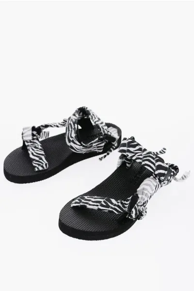 Arizona Love Zebra Patterned Trekky Sandals With Velcro Closure In Multi